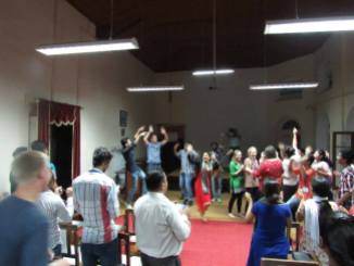 Worship and dancing with Indians at the retreat